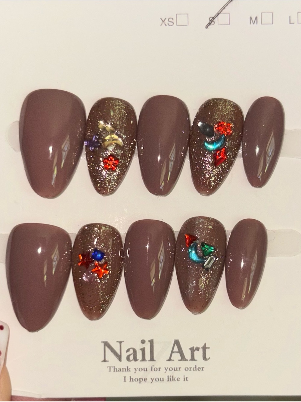 Press-On Set in Mauve with Glitter Accents -